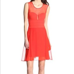 BCBG Ponte Silk Red Sleeveless Dress